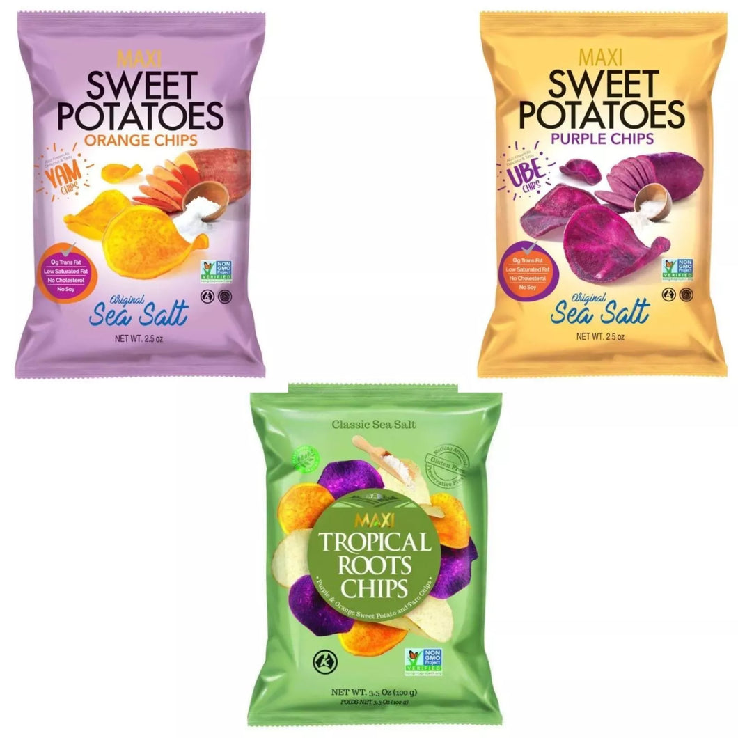 3 Pack X Maxi Sweet Potatoes Chips- Original Sea Salt Flavor- 70 gram