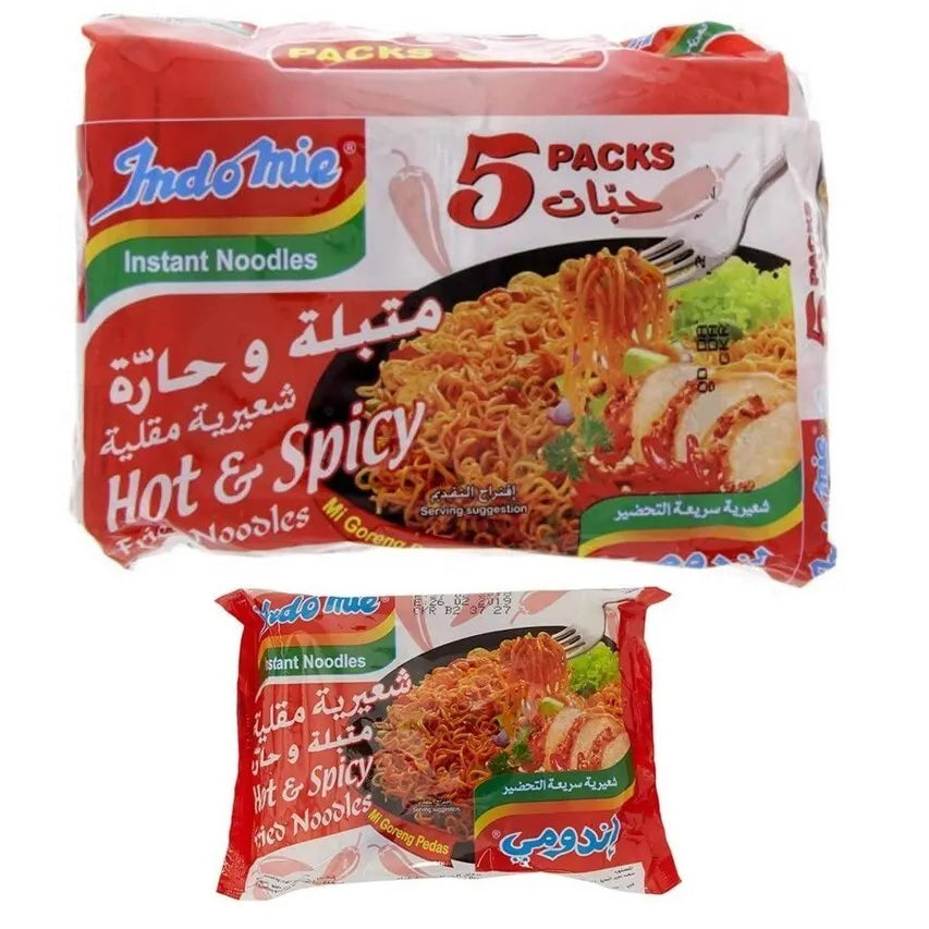 5 Packet X INDOMIE Instant Noodles Fried Noodles Hot and Spicy Flavor