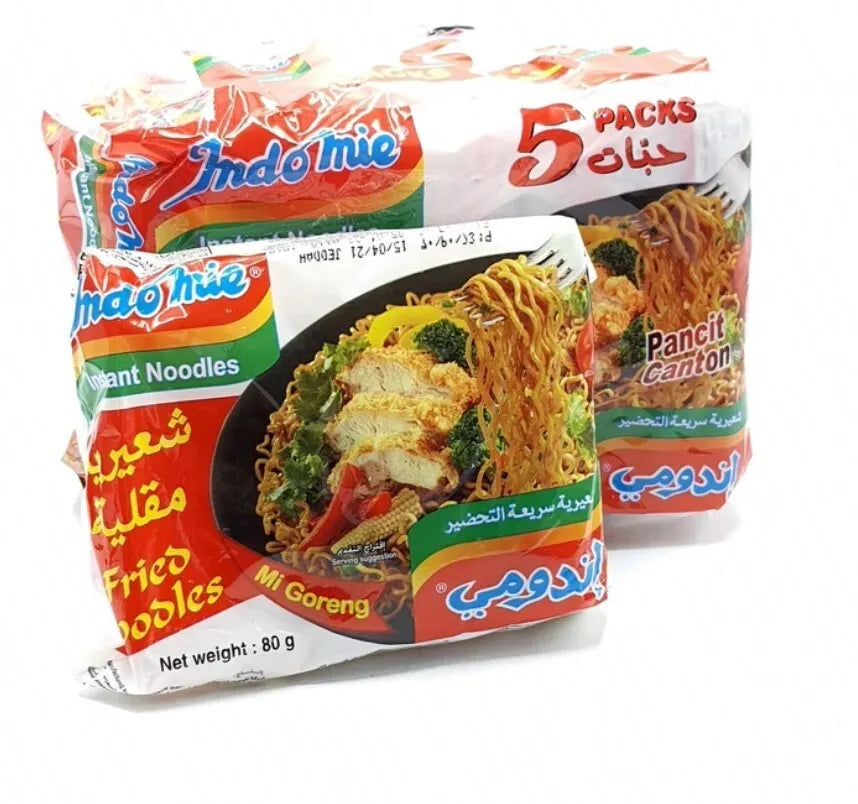 5 Packet X INDOMIE Instant Noodles Fried Noodles Flavor نودلز بنكهة الشعيرية