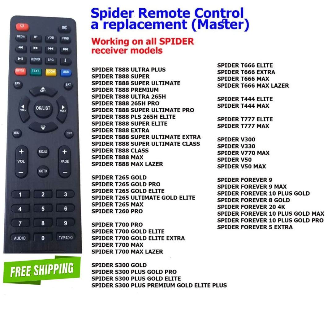 Spider Receiver Remote Control a replacement Master working on all SPIDER models