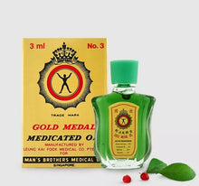 Load image into Gallery viewer, 1 Pack X Gold Medal Medicated Oil For Cough, Cold, Headache, Muscle Pain (3ml )
