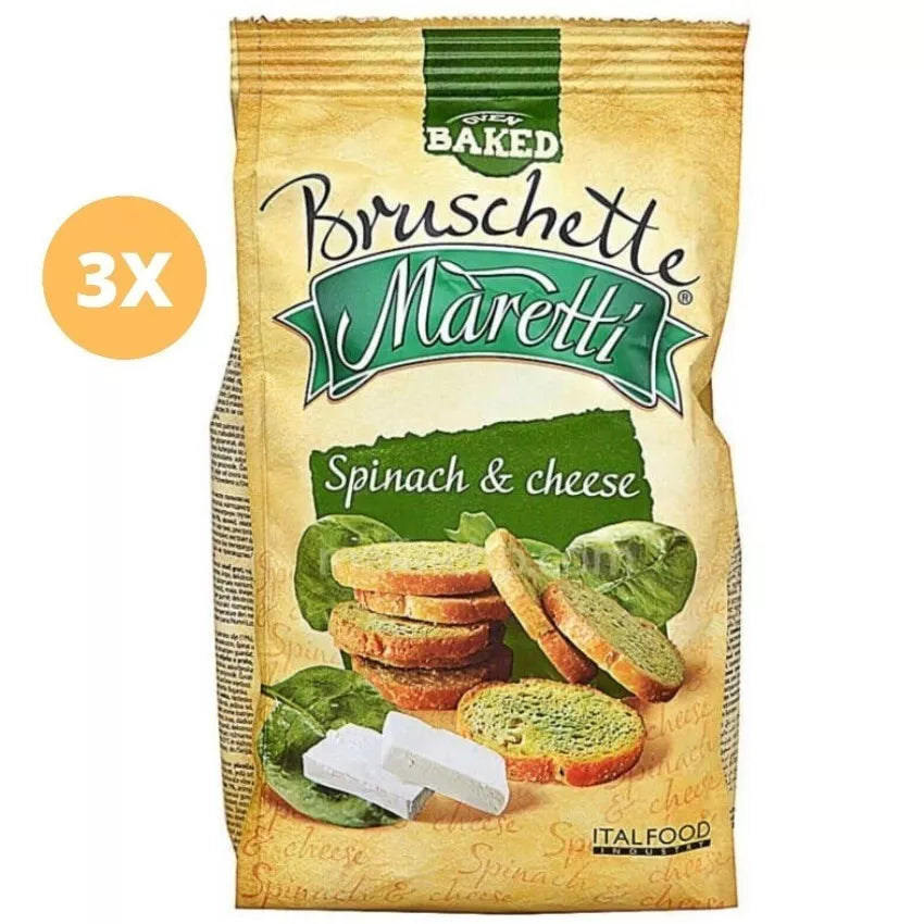3 Pieces X Maretti Bruschette Spinach And Cheese Flavor (70 Gram)