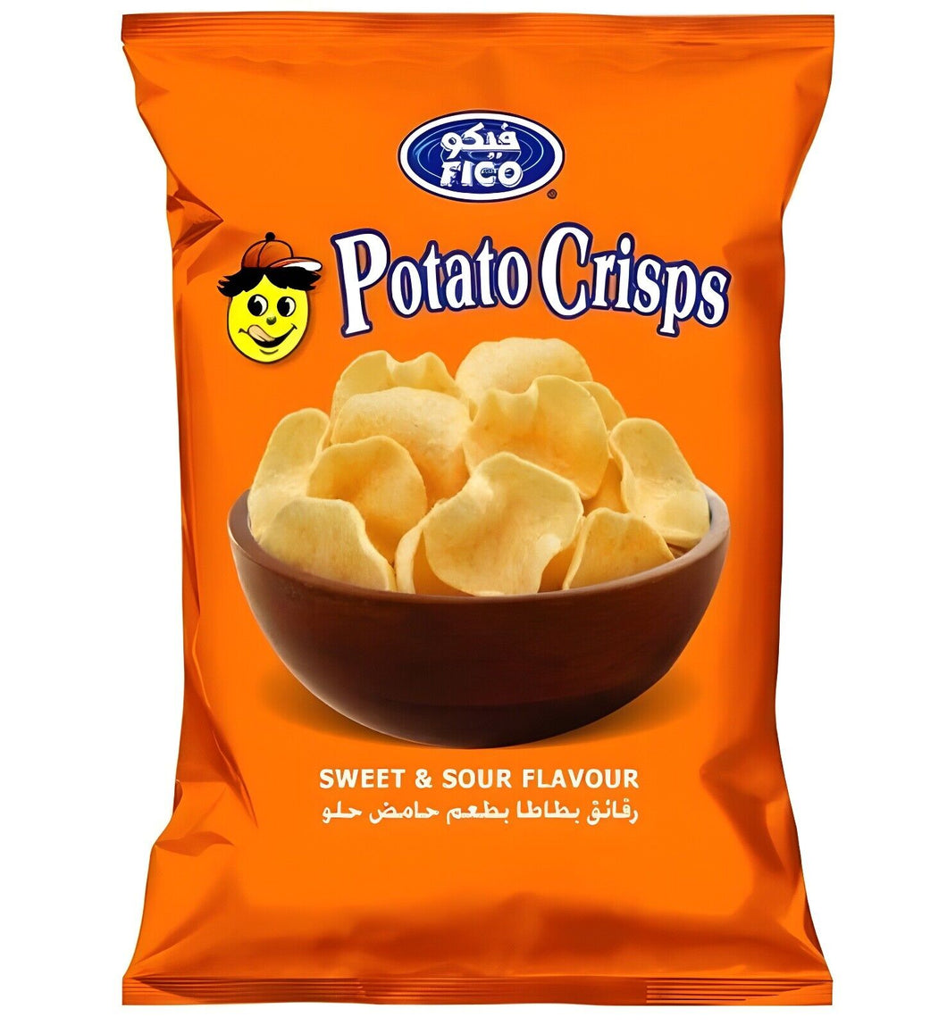 12 Pack X Fico Potato Crisps Chips Sweet & Sour Flavor (20 g) فيكو شيبس حامض حلو