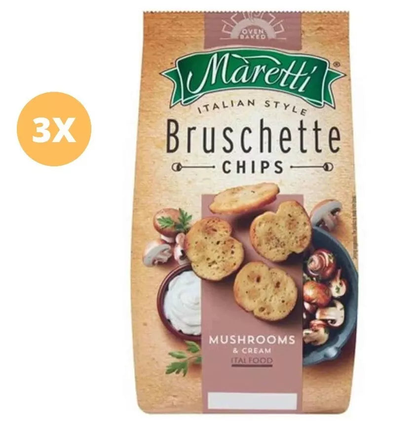 3 Pieces X Maretti Bruschette Mushrooms and Cream Flavor (70 Gram)
