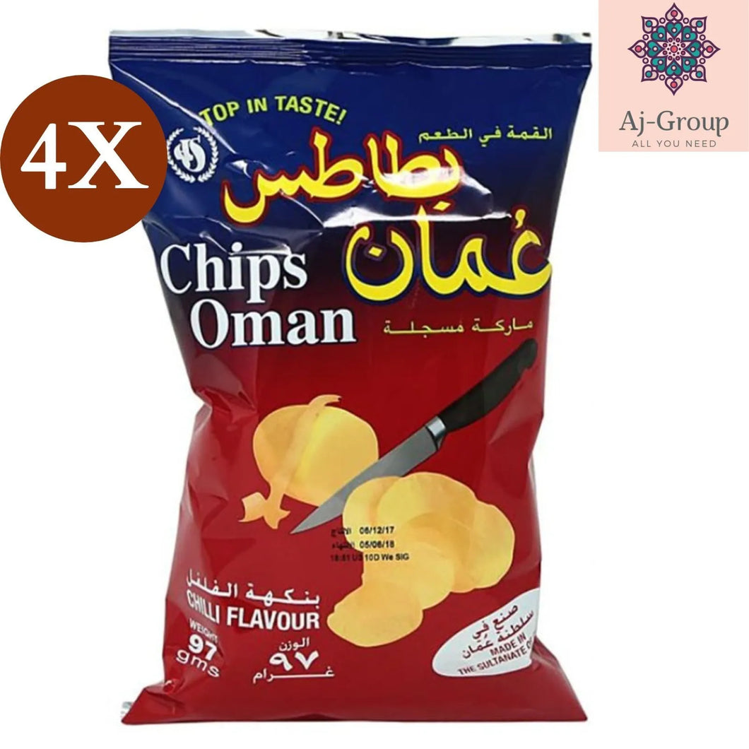 4 Pack X Chips Oman Original chilli flavor Potato Chips Family Size (100g)