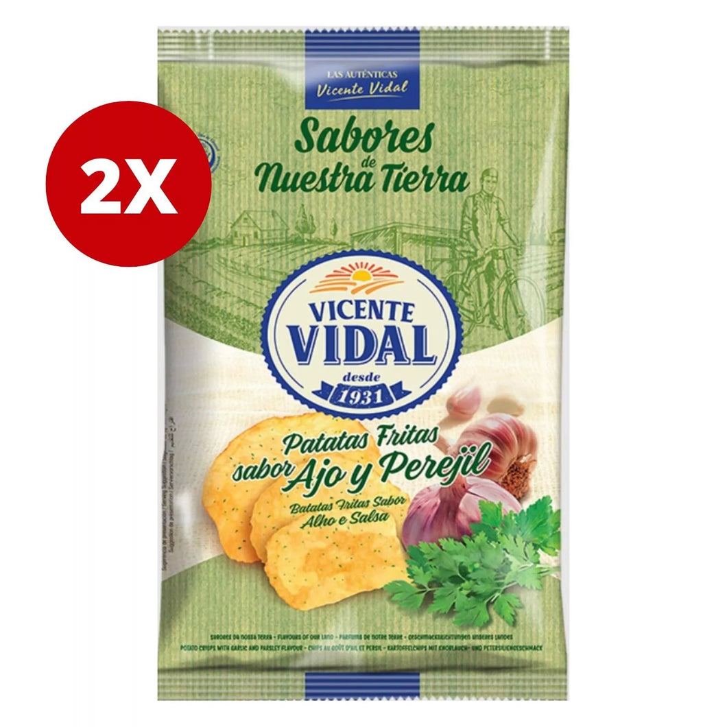 2 Pack X Vicente Vidal Garlic and Parsley Flavor Potato Chips Family Size (150g)