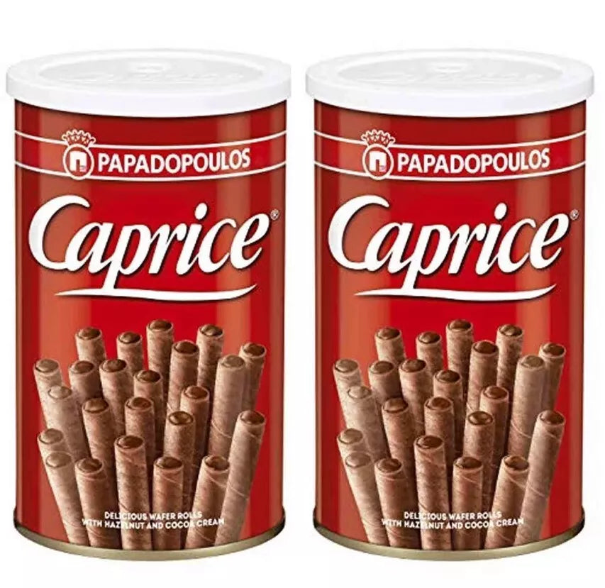 2 Pack X Papadopoulos Caprice Wafer Rolls With hazelnut and Cocoa (115 gram)
