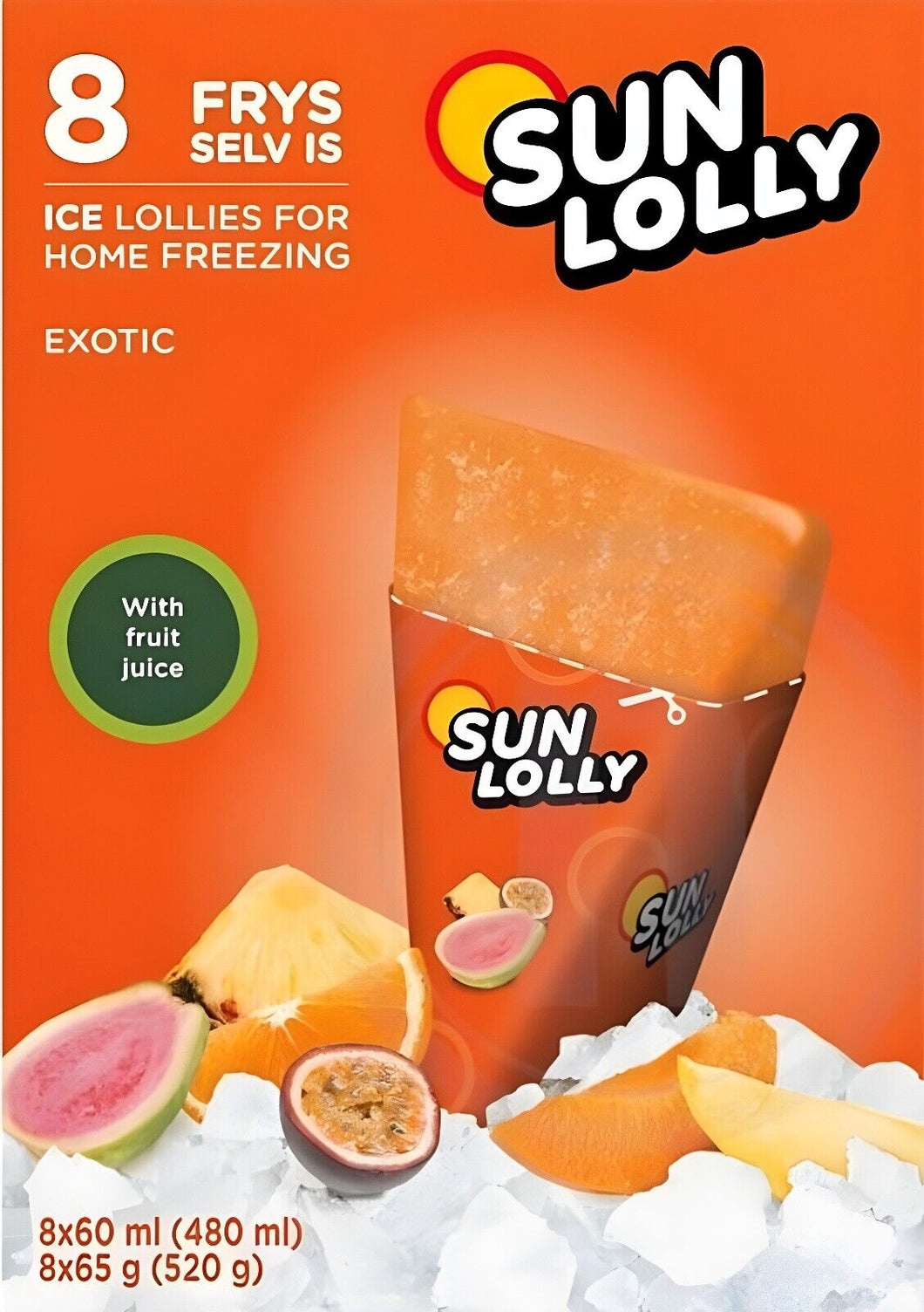 1 Pack X Sun Lolly ice lollies for home freezing Fruits Flavor 8 Ice Lollies