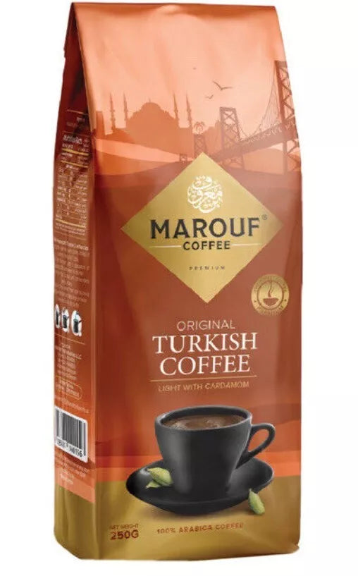 Turkish Coffee light with cardamom Marouf 250g بن معروف قهوة تركية شقرة مع هيل