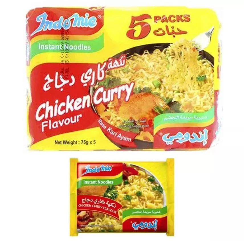 5 Packet X INDOMIE Instant Noodles Chicken Curry Flavor نودلز بنكهة كاري الدجاج