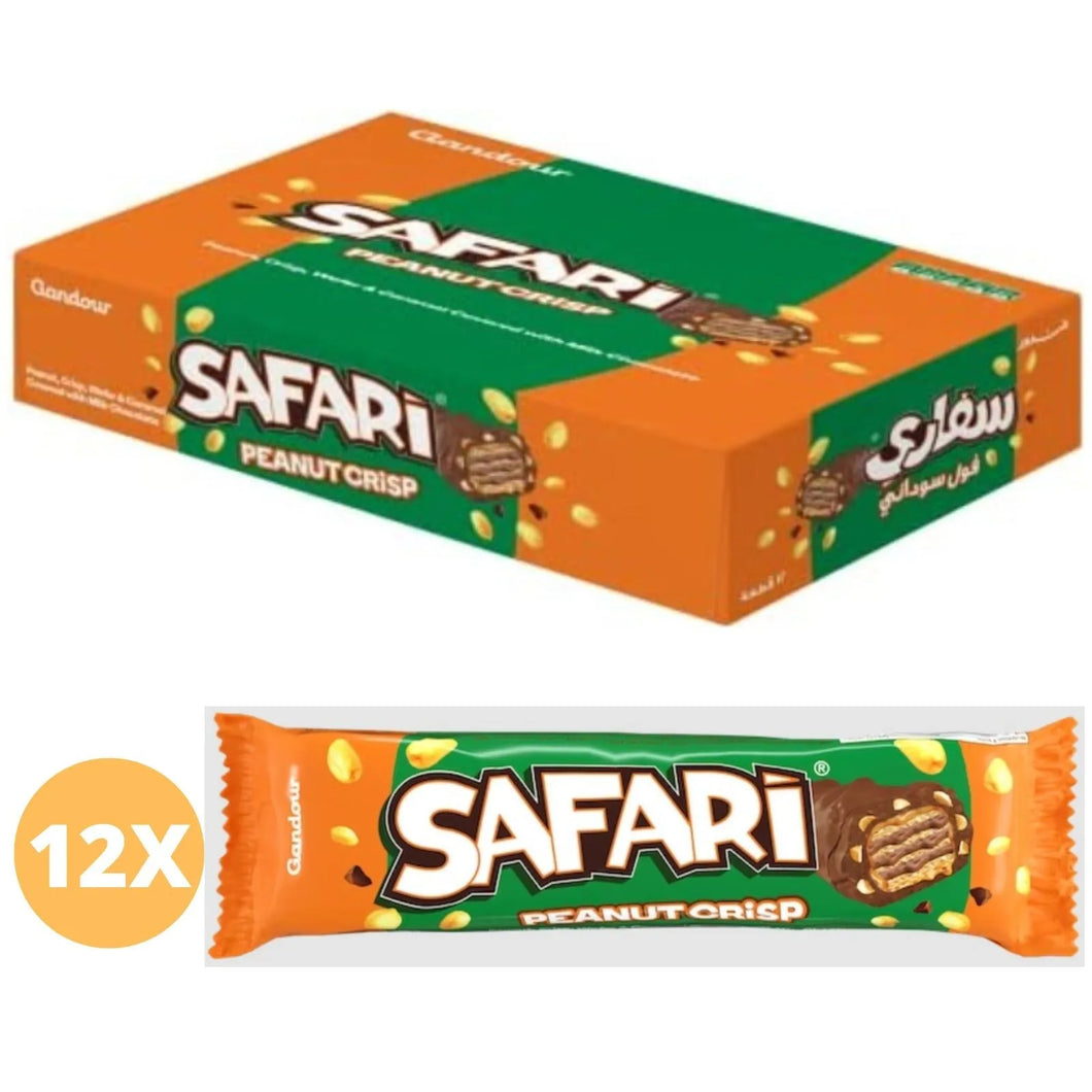 12X Gandour Safari Peanuts Crisp Caramel Chocolate Bar( 34 gram) شوكولاتة سفاري