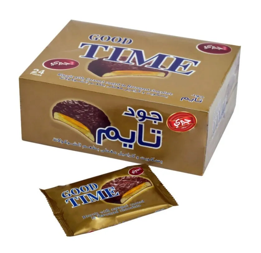 24 Pcs X Good Time Biscuit With Caramel Coated In Chocolate Snack Jabri