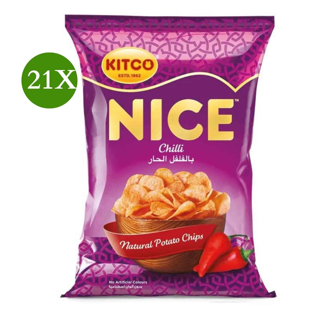 21 Pack X Kitco Nice Natural Potato Chips Chilli Flavor (14 Gram)
