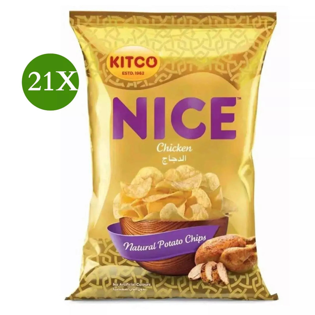 21 Pack X Kitco Nice Natural Potato Chips Chicken Flavor (14 Gram)
