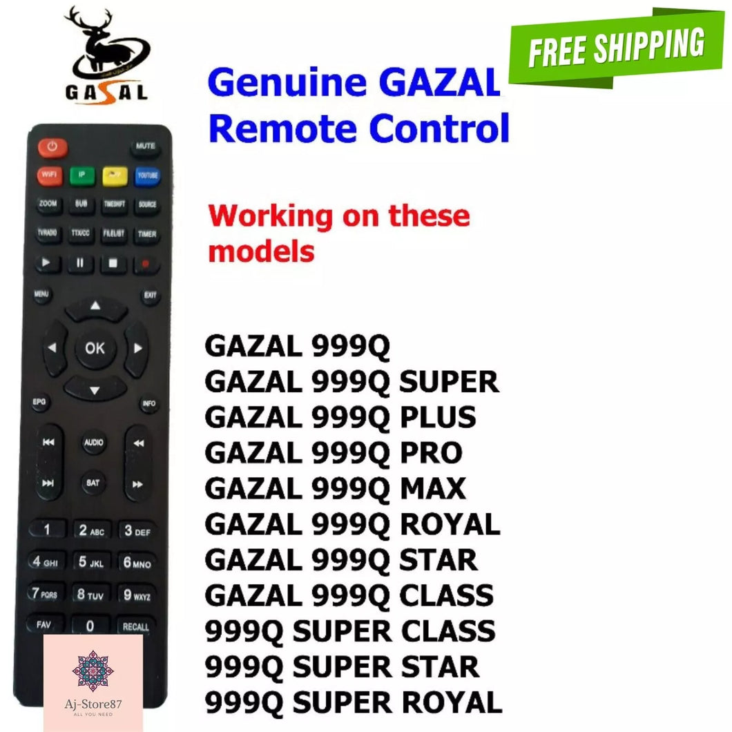 Gazal Receiver Remote Control working on 999Q super, plus, pro, models