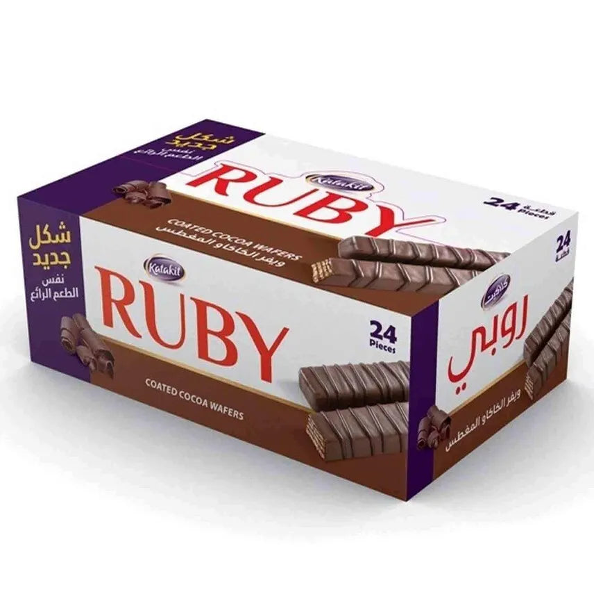 24 PiecesX Katakit Ruby Coated Wafer Cocoa, Two Fingers (21 Gram) شوكولاتة روبي