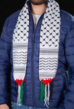 Load image into Gallery viewer, Palestinian Traditional Keffiyeh Neck Scarf Flag unisex لفحة بالوان الكوفية
