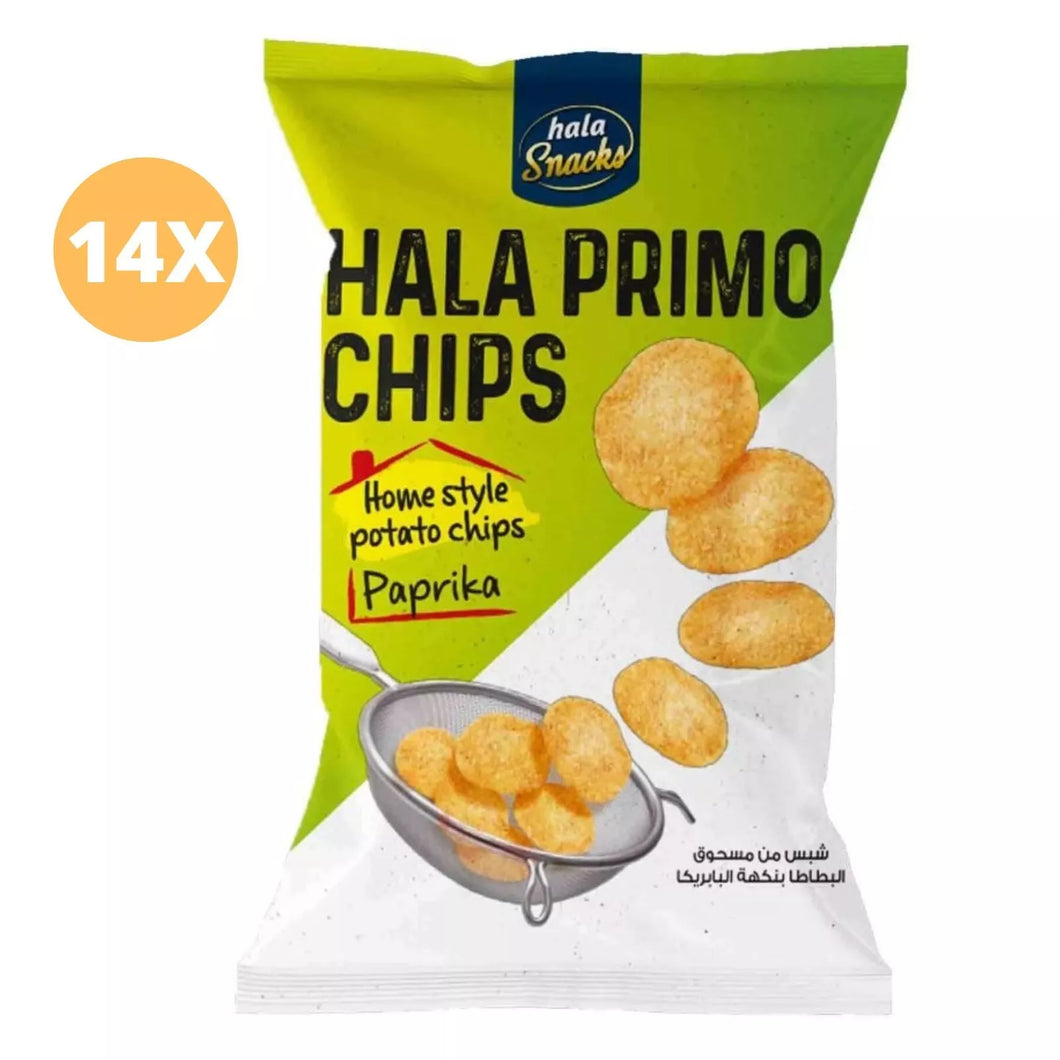 14 Pack X Hala Chips Primo Paprika Flavor Home Style Potato Chips (20 Gram)