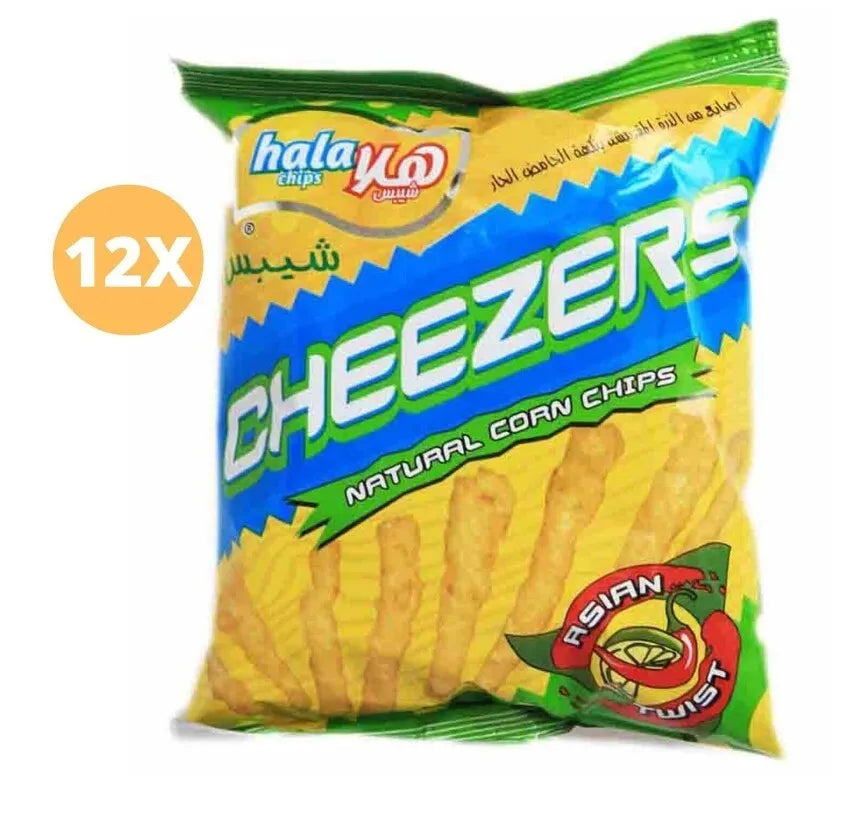 12 Pack X Hala Chips Cheezers Asian Twist Flavor Spicy Chips (30 Gram)
