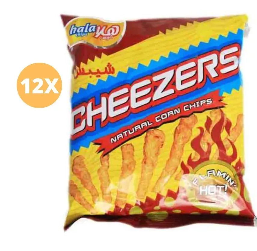 12 Pack X Hala Chips Cheezers Flamin Hot Flavor Spicy Chips (30 Gram)