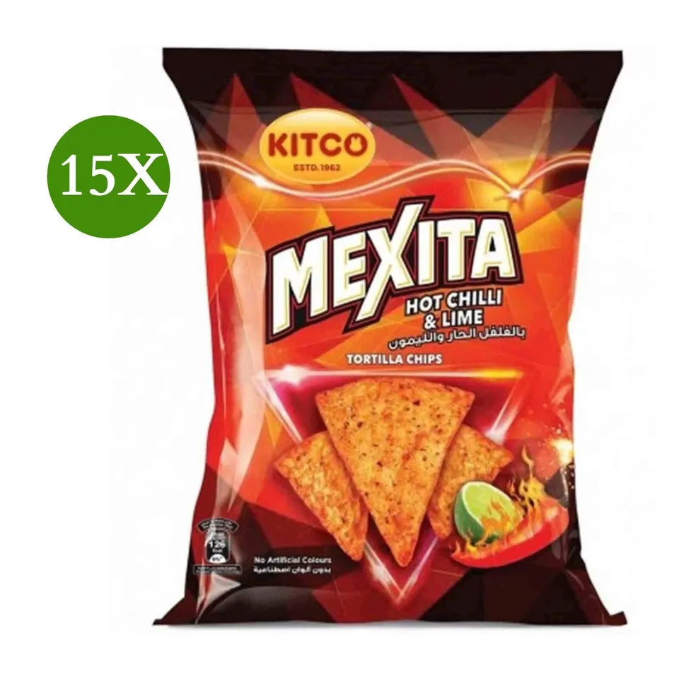 15 Pack X Kitco Mexita Chips Tortilla Hot Chilli and Lime Flavor (23 Gram)