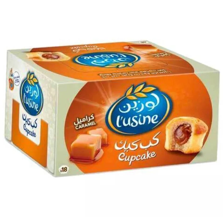 18 Pieces X Lusine Cupcake Caramel Flavor Cake (30 Gram) لوزين كب كيك بالكراميل