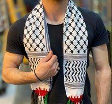 Load image into Gallery viewer, Palestinian Traditional Keffiyeh Neck Scarf Flag unisex لفحة بالوان الكوفية
