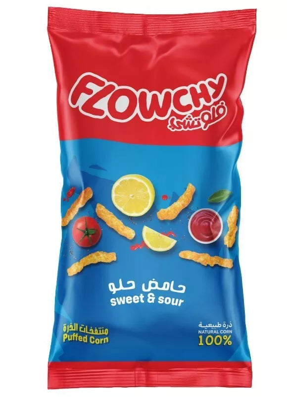 3 Pack X Flowchy Crunchy Puffed Corn With Sweet and Sour Flavor (80 Grams)