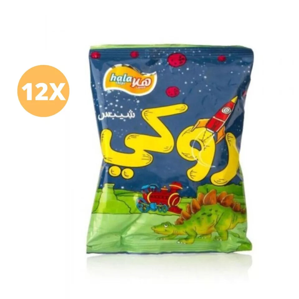 12 Pack X Hala Chips Rocky Original Cheese Flavor 20 Gram روكي هلا شيبس