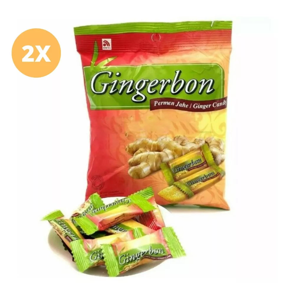 2X Gingerbon Ginger Chews Sweets Healthy Candy Jelly 125 g حلوى الزنجبيل
