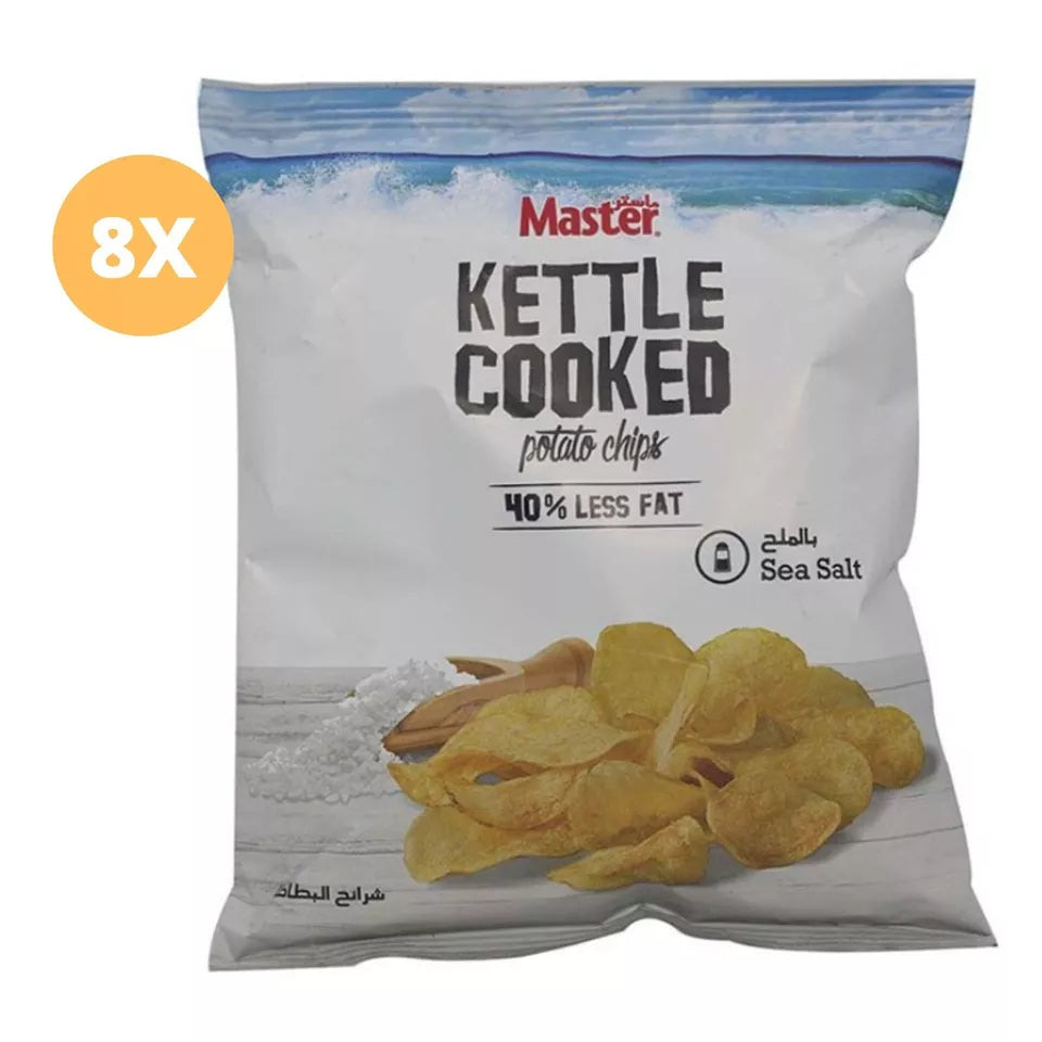 8 Pack X Master Chips Potato Kettle Cooked Sea Salt 40% Less Fat ( 45 Gram)