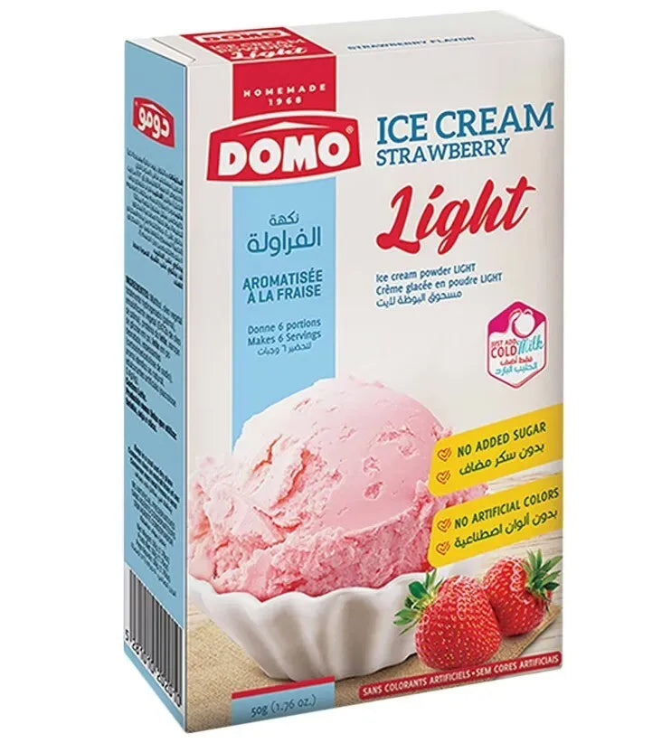 Domo Ice Cream Powder Light Strawberry Flavor Healthy Snack ( 50 gram)