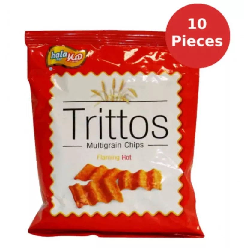10 Pack X Hala Chips Trittos Flaming Hot Flavor (30 Gram) + 2 Pack FREE