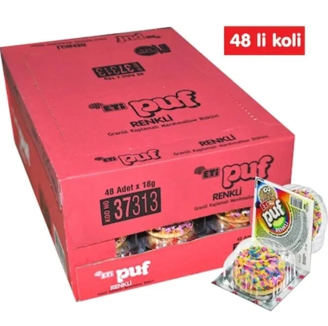 48X ETi PUF Marshmallow Biscuit with Colorful Granules بسكويت مارشميلو خد العروس