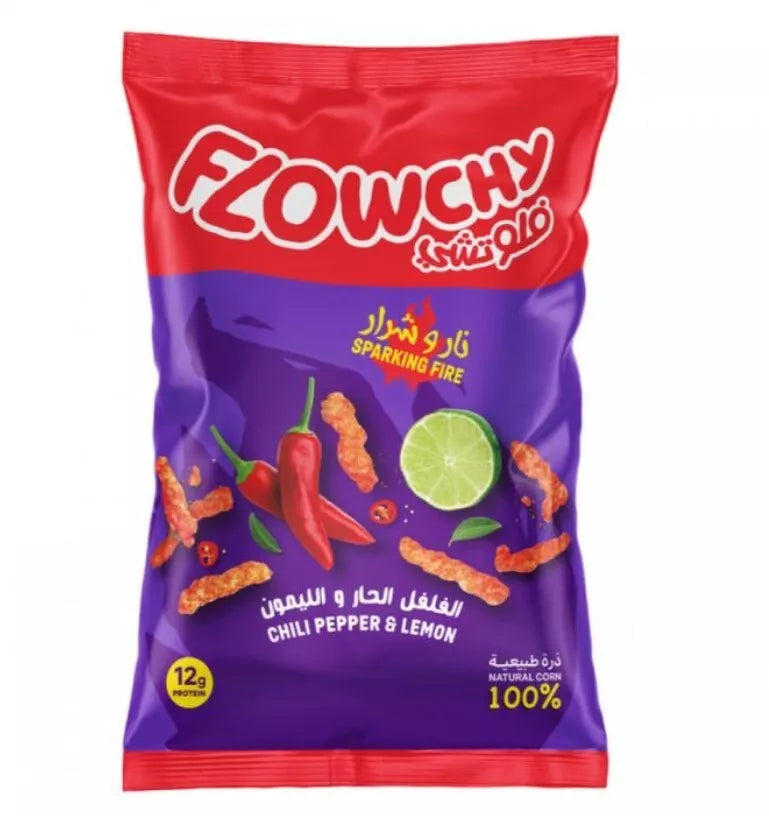 5 Pack X Flowchy Crunchy Potatoes With Chili Pepper and Lemon Flavor (80 Grams)