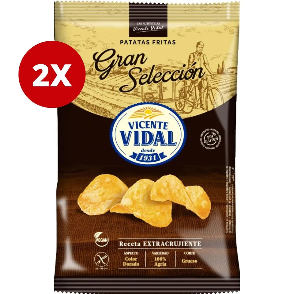 2 Pack X Vicente Vidal Great Selection Salt Potato Chips Family Size Vegan(150g)